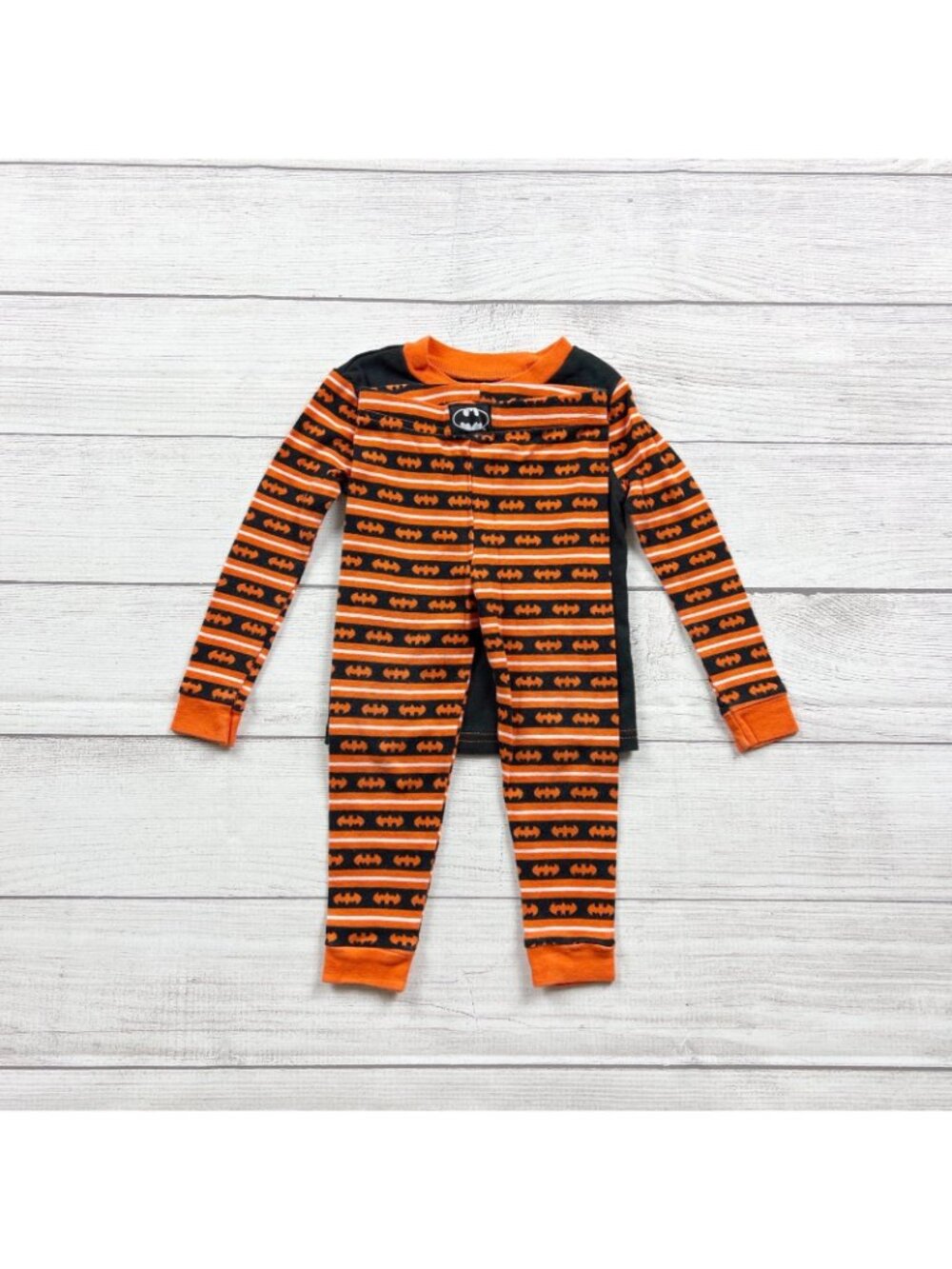 DC Comics Batman Toddler Boys 2-Piece Pajama Set Black Orange Halloween 3T - Picture 3 of 5